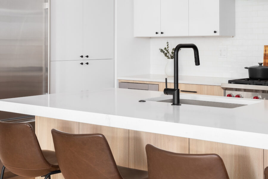 keukenblad solid surface wit met spoelbak