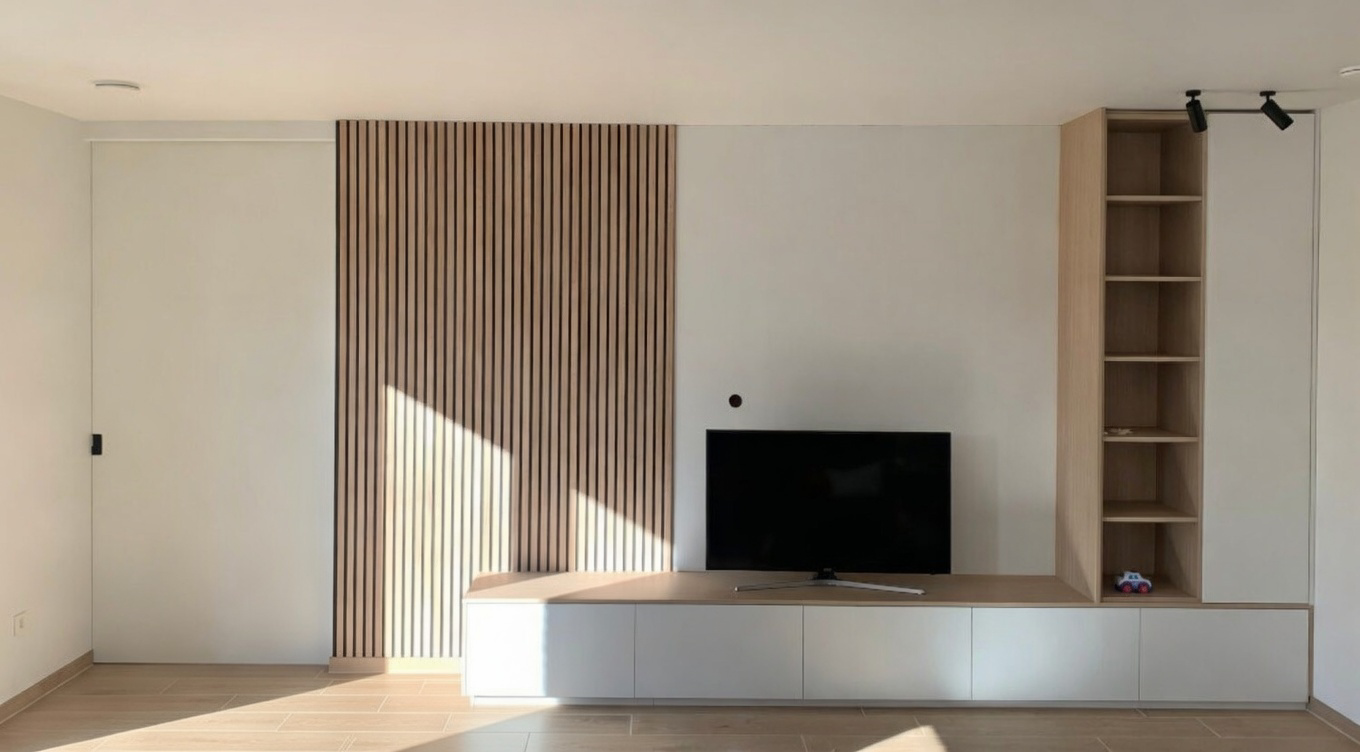 tv kast wit eik en schuifdeur